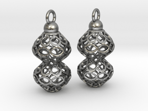 Voronoi style Double Bead Earrings in Natural Silver