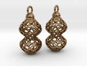 Voronoi style Double Bead Earrings in Natural Brass