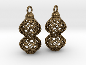 Voronoi style Double Bead Earrings in Natural Bronze