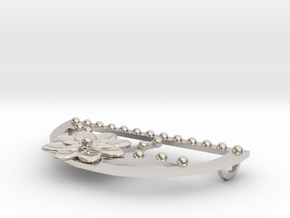 Flora Crescent Pendant in Rhodium Plated Brass