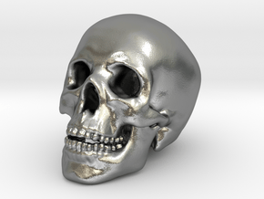 Human Skull - medium in Natural Silver