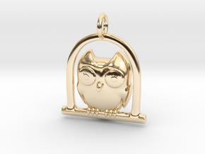 Owl Pendant in 14k Gold Plated Brass