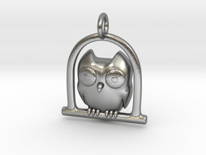 Owl Pendant in Natural Silver
