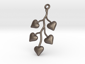 Cluster Of Hearts in Polished Bronzed Silver Steel