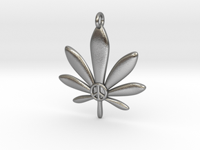Cannabis Leaf Pendant in Natural Silver
