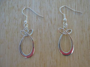 Oval With Bow Earrings in Polished Silver