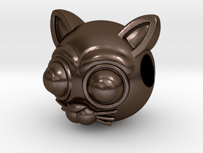 Reversible Cat head pendant in Polished Bronze Steel