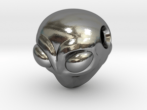 Reversible Alien head pendant in Polished Silver