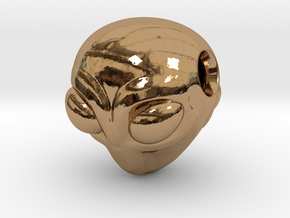 Reversible Alien head pendant in Polished Brass