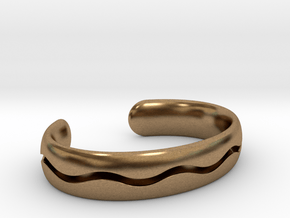 Bracelet03-wave in Natural Brass