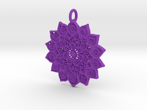 Wheel Flower Pendant in Purple Processed Versatile Plastic