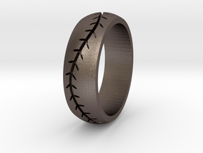 Baseball Band 7mm Sz 10.5 in Polished Bronzed Silver Steel
