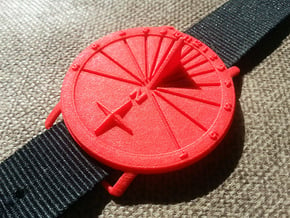 35N Sundial Wristwatch With Compass Rose in Red Processed Versatile Plastic