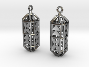 Octagon Cage Earrings in Polished Silver