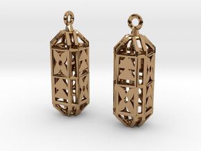 Octagon Cage Earrings in Polished Brass