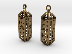 Octagon Cage Earrings in Polished Bronze