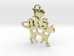 I Heart Cats Pendant in 18k Gold Plated Brass