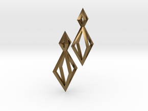 Double Diamond Earrings in Polished Bronze