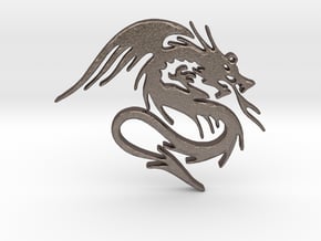 Dragon Pendant in Polished Bronzed Silver Steel