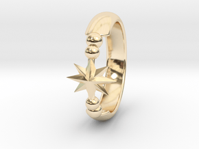 Ring of Star 15.7mm size 5  in 14k Gold Plated Brass