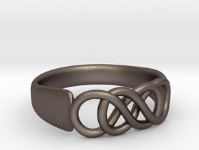 Double Infinity Ring 16.5mm size 6 in Polished Bronzed Silver Steel