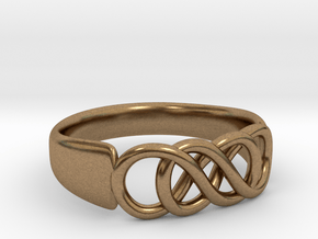 Double Infinity Ring 16.5mm size 6 in Natural Brass