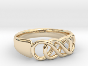 Double Infinity Ring 16.5mm size 6 in 14k Gold Plated Brass