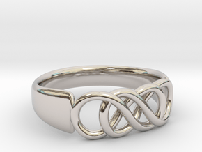 Double Infinity Ring 16.5mm size 6 in Rhodium Plated Brass