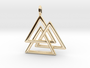 Vikings Valknut Pendant in 14k Gold Plated Brass