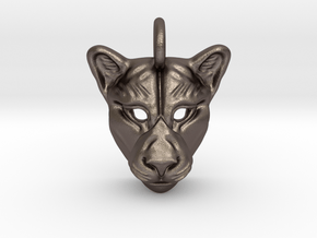 Lioness Pendant in Polished Bronzed Silver Steel