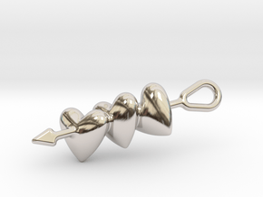 Skewered Hearts in Rhodium Plated Brass