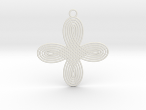0576 Pendant - Motion Of Points Around Circle #002 in White Natural Versatile Plastic