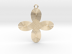 0576 Pendant - Motion Of Points Around Circle #002 in 14k Gold Plated Brass