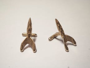 Tintin Rocket Cufflinks in Polished Bronzed Silver Steel
