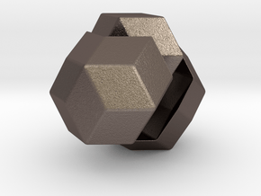 Exploded Rhombic Triacontahedron in Polished Bronzed Silver Steel