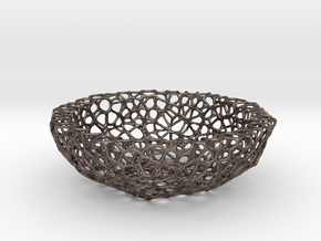 Fruit bowl (34 cm) - Voronoi-Style #2 in Polished Bronzed Silver Steel