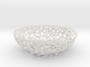 Fruit bowl (34 cm) - Voronoi-Style #1 in White Natural Versatile Plastic