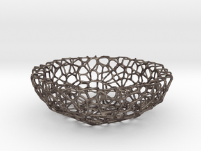 Little Bowl (15 cm) - Voronoi-Style #1  in Polished Bronzed Silver Steel