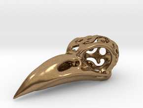 Raven Skull Pendant in Natural Brass: Medium