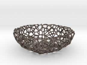 Bowl (19 cm) - Voronoi-Style #4 in Polished Bronzed Silver Steel