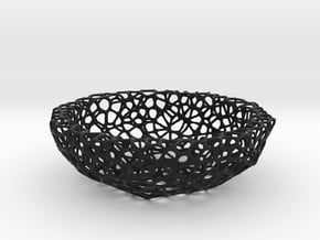 Bowl (19 cm) - Voronoi-Style #5 in Black Natural Versatile Plastic