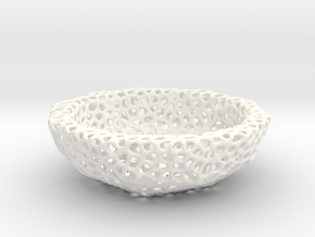 Mini Key shell / bowl (9 cm) - Voronoi-Style #6 in White Processed Versatile Plastic