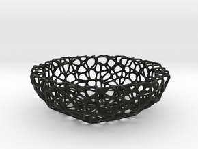 Mini Key shell / bowl (9 cm) - Voronoi-Style #4 in Black Natural Versatile Plastic