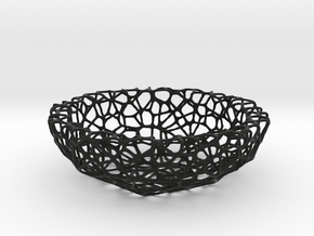 Mini Key shell / bowl (8 cm) - Voronoi-Style #1 in Black Natural Versatile Plastic
