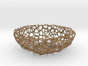 Mini Key shell / bowl (8 cm) - Voronoi-Style #1 in Natural Brass