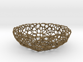 Mini Key shell / bowl (8 cm) - Voronoi-Style #1 in Natural Bronze