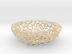 Mini Key shell / bowl (8 cm) - Voronoi-Style #1 in 14k Gold Plated Brass