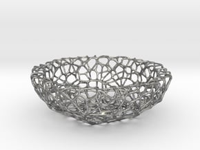 Mini shell / bowl (6 cm) - Voronoi-Style #1 in Natural Silver