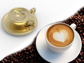 Coffee Love Pendant in Tan Fine Detail Plastic