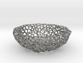 Mini Key shell / bowl (9 cm) - Voronoi-Style #5 in Natural Silver